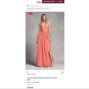 Coral Strapless Dress with Belt by Vera Wang